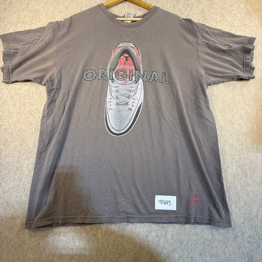Nike Jordan Brand Original Sneaker Graphic T-Shirt Grey Mens Large Jumpman